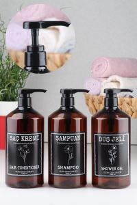 İncili Home Amber 3lü Banyo Seti Şampuan Duş Jeli Ve Saç Kremi 1000 ml Sert Plastik
